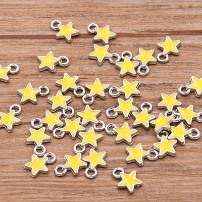 50 buc 2 stiluri 6*8mm 9 culori aliaj metal picătură ulei stele mici Breloc KC aur pandantiv pentru bricolaj brățară colier bijuterii