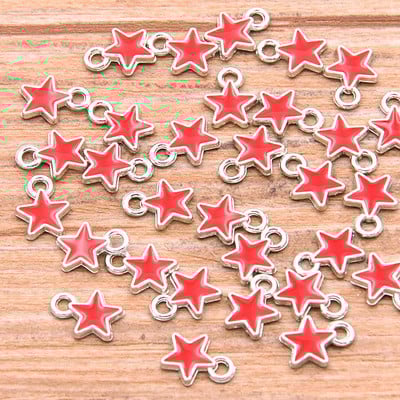 50 buc 2 stiluri 6*8mm 9 culori aliaj metal picătură ulei stele mici Breloc KC aur pandantiv pentru bricolaj brățară colier bijuterii