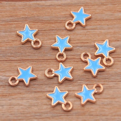 50 buc 2 stiluri 6*8mm 9 culori aliaj metal picătură ulei stele mici Breloc KC aur pandantiv pentru bricolaj brățară colier bijuterii