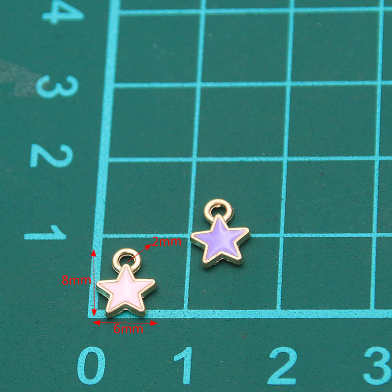 50 buc 2 stiluri 6*8mm 9 culori aliaj metal picătură ulei stele mici Breloc KC aur pandantiv pentru bricolaj brățară colier bijuterii