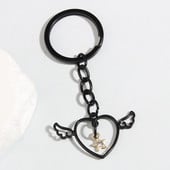 Breloc drăguț emailat, cu aripi goale de inimă, breloc cu stea, breloc din cristal, pentru femei, bărbați, accesoriu pentru geantă, bijuterii DIY, cadouri