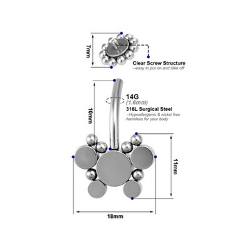 Leosoxs 1 бр. Пръстен с пеперуда за пъпа, нови бижута за пиърсинг на пъпа, обсипани с диаманти от титанова стомана, 14G