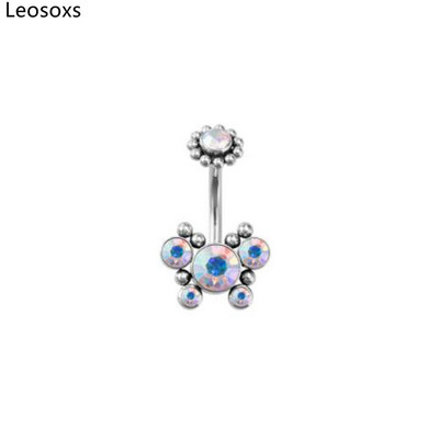 Leosoxs 1 buc Inel pentru buric fluture Nou oțel titan cu împânzire cu diamante Bijuterii piercing pentru corp pentru unghii 14G