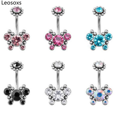 Leosoxs 1 buc Inel pentru buric fluture Nou oțel titan cu împânzire cu diamante Bijuterii piercing pentru corp pentru unghii 14G