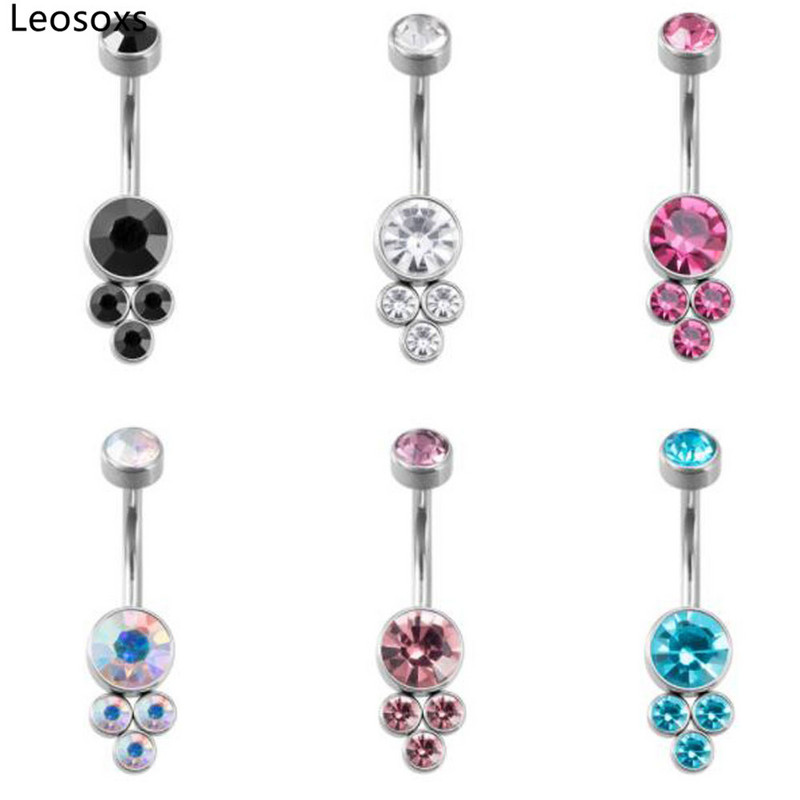 Leosoxs 1 buc Inel pentru buric fluture Nou oțel titan cu împânzire cu diamante Bijuterii piercing pentru corp pentru unghii 14G