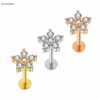 Leosoxs 2 τμχ Fashion Sweet Cross Small Flower Threeded Ear Bone Nail Human Body Piercing Jewelry