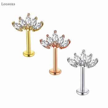 Leosoxs 2 τμχ Fashion Sweet Cross Small Flower Threeded Ear Bone Nail Human Body Piercing Jewelry