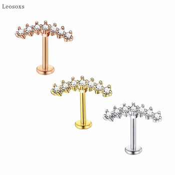 Leosoxs 2 τμχ Fashion Sweet Cross Small Flower Threeded Ear Bone Nail Human Body Piercing Jewelry