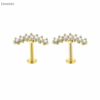 Leosoxs 2 bucăți modă dulce cruce flori mici filetate ureche os unghii piercing corp uman bijuterii