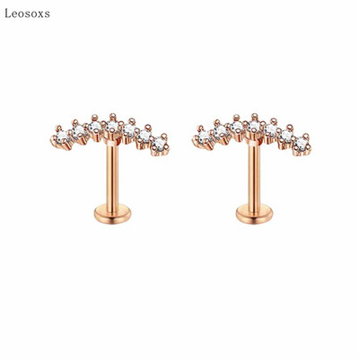 Leosoxs 2 bucăți modă dulce cruce flori mici filetate ureche os unghii piercing corp uman bijuterii