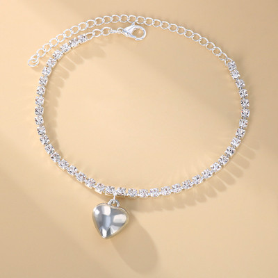 Stonefans Boho nakit Lanac od vještačkih dijamanata Srce Privjesak Anklet za žene Hip Hop Tennis Anklet Narukvica na nozi Nakit Veleprodaja