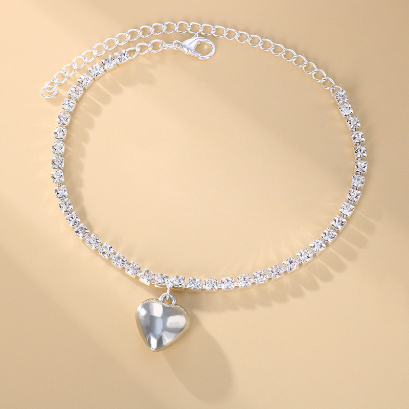 Stonefans Boho nakit Lanac od vještačkih dijamanata Srce Privjesak Anklet za žene Hip Hop Tennis Anklet Narukvica na nozi Nakit Veleprodaja