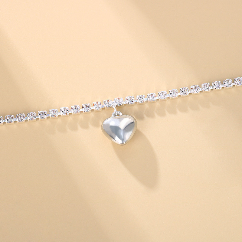 Stonefans Boho nakit Lanac od vještačkih dijamanata Srce Privjesak Anklet za žene Hip Hop Tennis Anklet Narukvica na nozi Nakit Veleprodaja