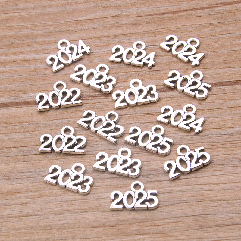 60 bucăți 10*14 mm din aliaj metalic foto culoare ani farmece 2022 2023 2024 2025 pandantiv pentru fabricarea de bijuterii artizanat manual