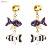 Leosoxs 2 buc. Produs nou, picătură de ulei, pandantiv de pește, bijuterii pentru piercing pentru urechi
