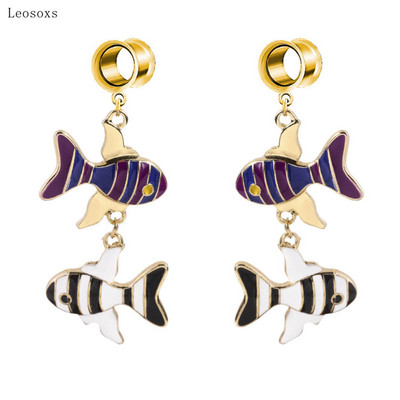 Leosoxs 2 buc. Produs nou, picătură de ulei, pandantiv de pește, bijuterii pentru piercing pentru urechi