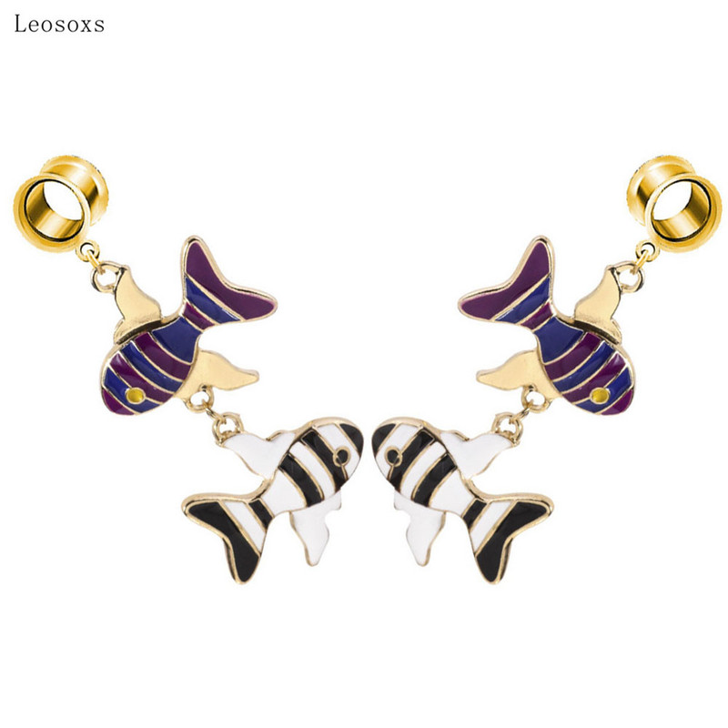 Leosoxs 2 buc. Produs nou, picătură de ulei, pandantiv de pește, bijuterii pentru piercing pentru urechi