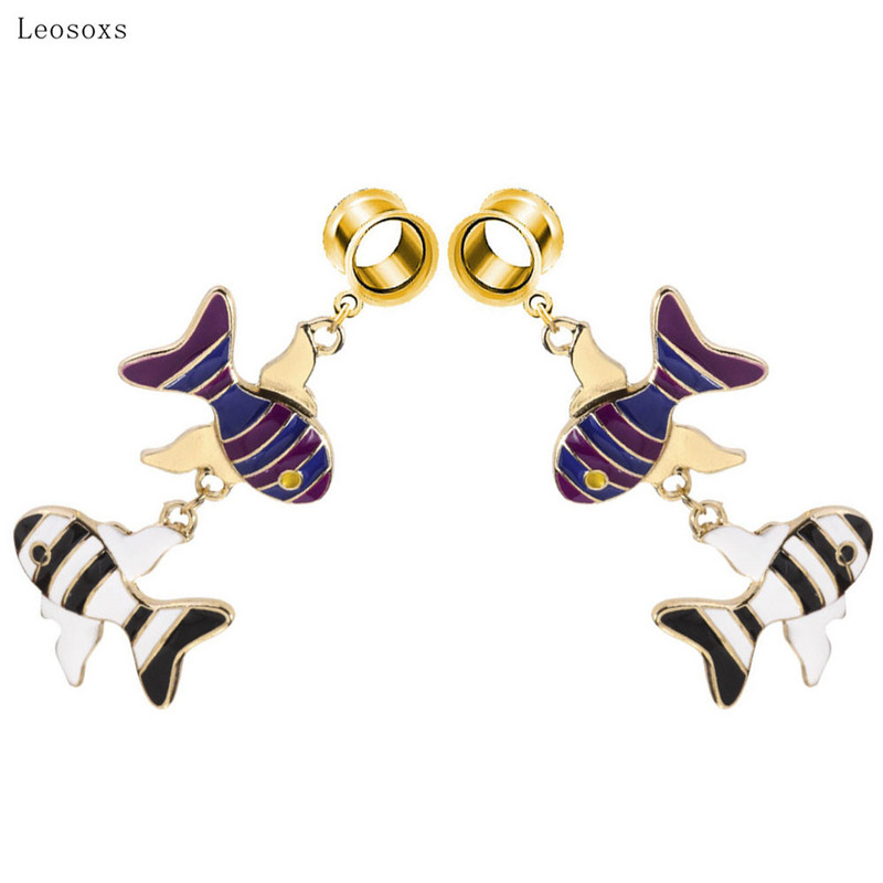 Leosoxs 2 buc. Produs nou, picătură de ulei, pandantiv de pește, bijuterii pentru piercing pentru urechi