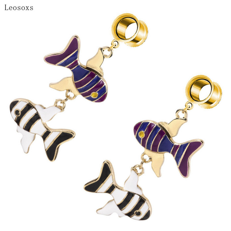 Leosoxs 2 buc. Produs nou, picătură de ulei, pandantiv de pește, bijuterii pentru piercing pentru urechi
