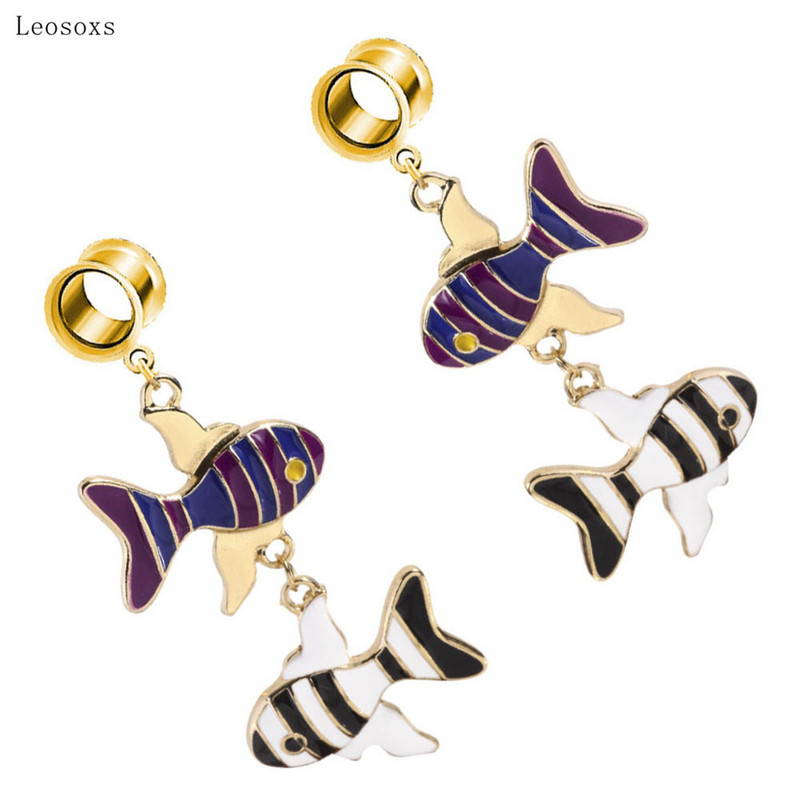 Leosoxs 2 buc. Produs nou, picătură de ulei, pandantiv de pește, bijuterii pentru piercing pentru urechi