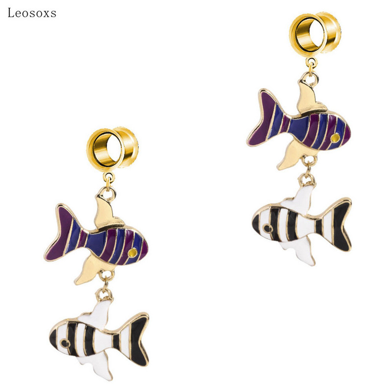 Leosoxs 2 buc. Produs nou, picătură de ulei, pandantiv de pește, bijuterii pentru piercing pentru urechi