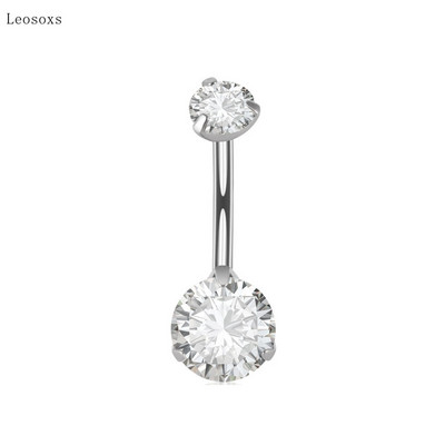 Leosoxs 1 buc Inel de buric cu zircon cu trei prindere cu personalitate explozivă Bijuterii piercing rafinate