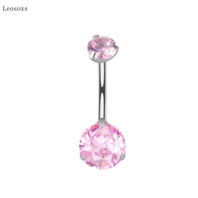 Leosoxs 1 buc Inel de buric cu zircon cu trei prindere cu personalitate explozivă Bijuterii piercing rafinate