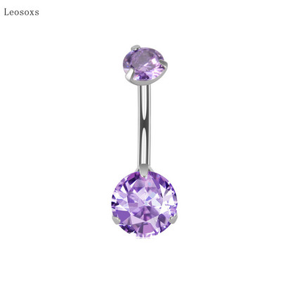 Leosoxs 1 buc Inel de buric cu zircon cu trei prindere cu personalitate explozivă Bijuterii piercing rafinate