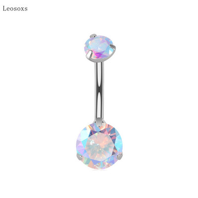 Leosoxs 1 buc Inel de buric cu zircon cu trei prindere cu personalitate explozivă Bijuterii piercing rafinate