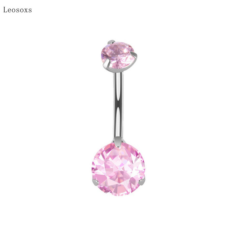 Leosoxs 1 buc Inel de buric cu zircon cu trei prindere cu personalitate explozivă Bijuterii piercing rafinate