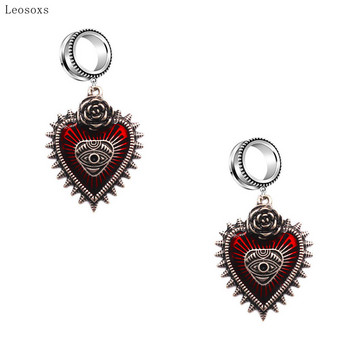 Leosoxs 2 бр. Fashion Diablo Bloody Heart Wings Demon Eyes Black Gems Bleeding Ear Spreading Пиърсинг бижута