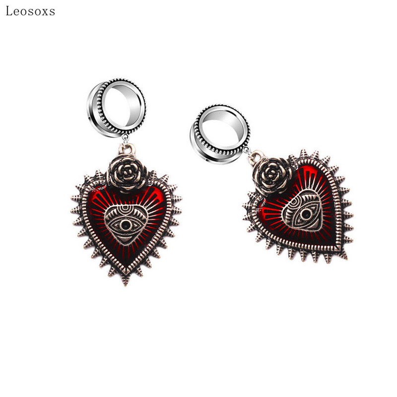 Leosoxs 2db Divat Diablo Bloody Heart Wings Demon Eyes Fekete Drágakövek Vérző Fül Terjed Piercing Ékszer