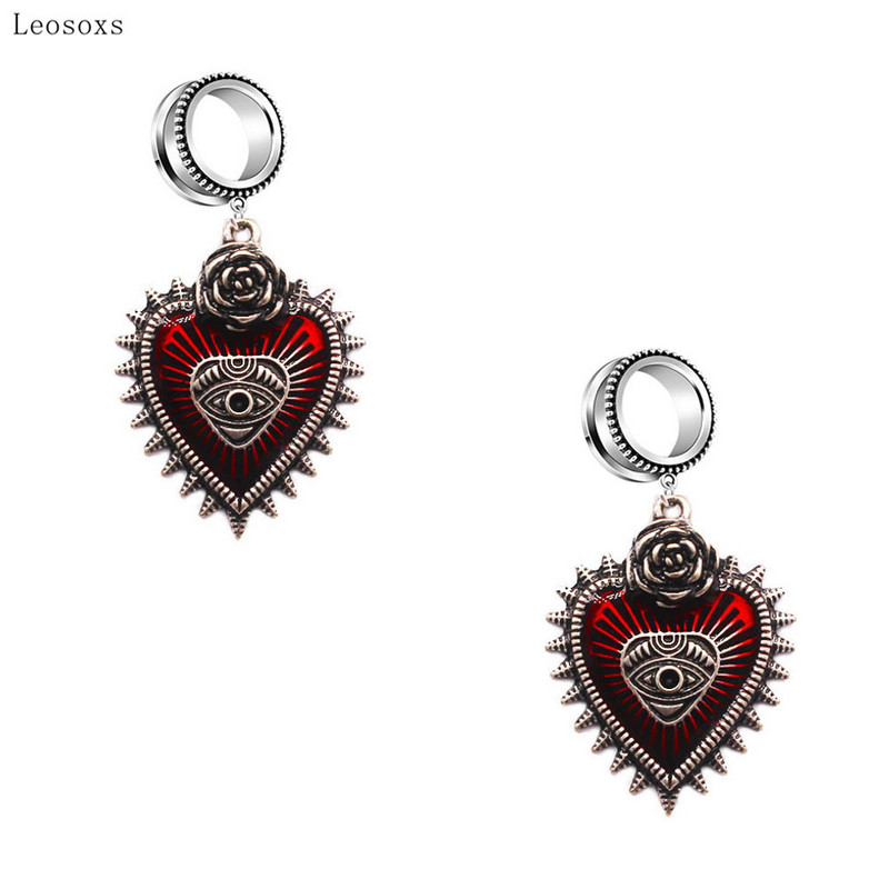 Leosoxs 2db Divat Diablo Bloody Heart Wings Demon Eyes Fekete Drágakövek Vérző Fül Terjed Piercing Ékszer