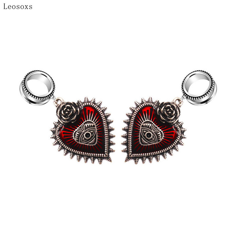 Leosoxs 2db Divat Diablo Bloody Heart Wings Demon Eyes Fekete Drágakövek Vérző Fül Terjed Piercing Ékszer