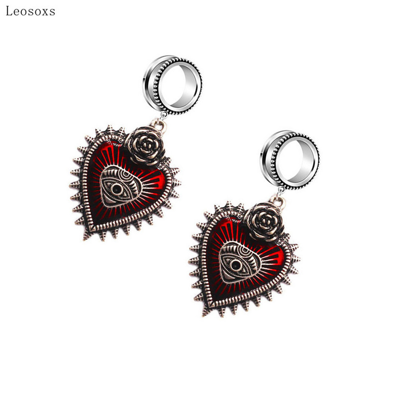 Leosoxs 2db Divat Diablo Bloody Heart Wings Demon Eyes Fekete Drágakövek Vérző Fül Terjed Piercing Ékszer