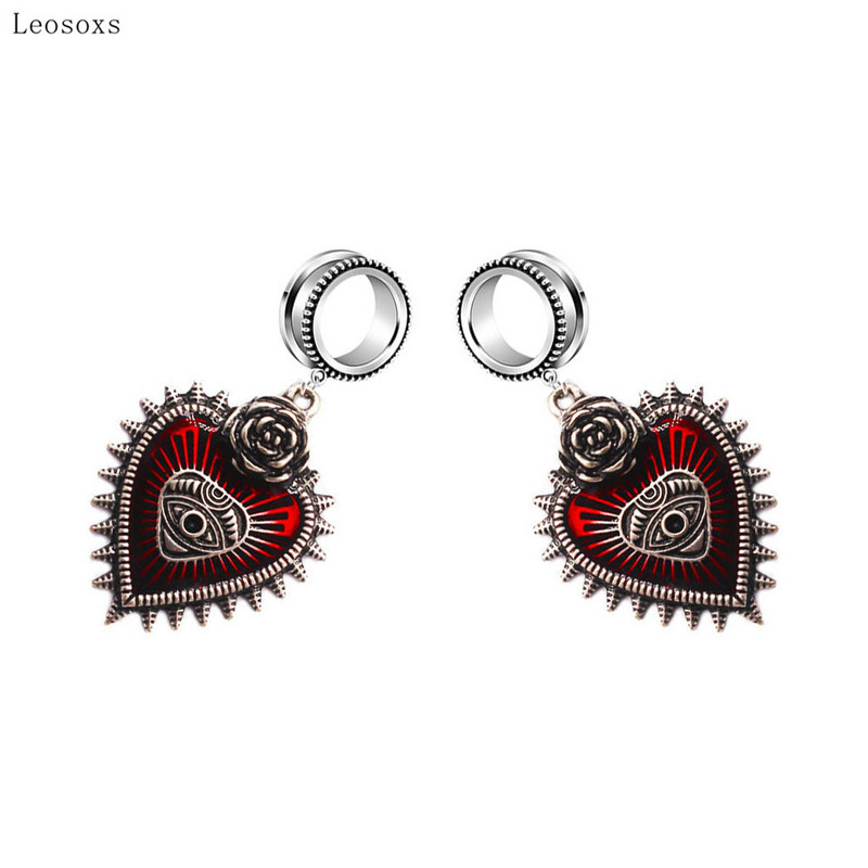 Leosoxs 2db Divat Diablo Bloody Heart Wings Demon Eyes Fekete Drágakövek Vérző Fül Terjed Piercing Ékszer