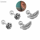 Leosoxs 2 komada novog stila, personalizirane naušnice od nehrđajućeg čelika s listovima cvijeta, nakit za piercing