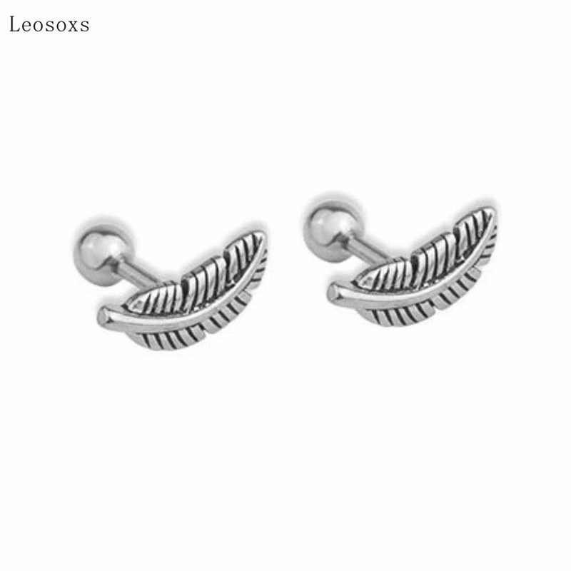 Leosoxs 2 komada novog stila, personalizirane naušnice od nehrđajućeg čelika s listovima cvijeta, nakit za piercing