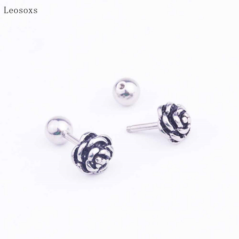 Leosoxs 2 komada novog stila, personalizirane naušnice od nehrđajućeg čelika s listovima cvijeta, nakit za piercing