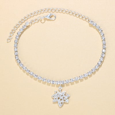 Stonefans, strasuri strălucitoare, pandantiv, brățară de gleznă cu frunze, pentru femei, plajă boho, desculț, bijuterii cu lanț de tenis.