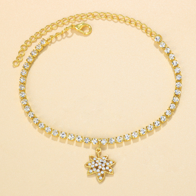 Stonefans, strasuri strălucitoare, pandantiv, brățară de gleznă cu frunze, pentru femei, plajă boho, desculț, bijuterii cu lanț de tenis.