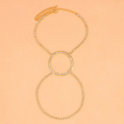 Stonefans Fashion Pantof cu toc înalt Toc rotund cu strass Bijuterii pentru picioare Sandale de plajă simple Brățară decorativă pentru gleznă pe picior