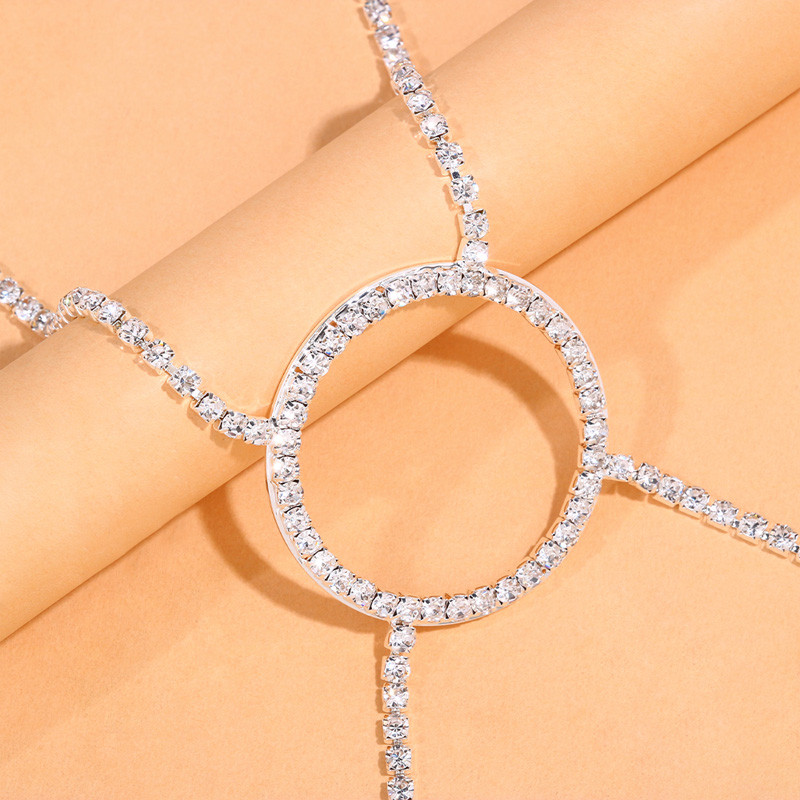 Stonefans Fashion Pantof cu toc înalt Toc rotund cu strass Bijuterii pentru picioare Sandale de plajă simple Brățară decorativă pentru gleznă pe picior