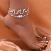 Stonefans Bohemian Ocean Wave gleznă brățară lanț bijuterii pentru femei designer stras dublu strat gleznă picior lanț cadou