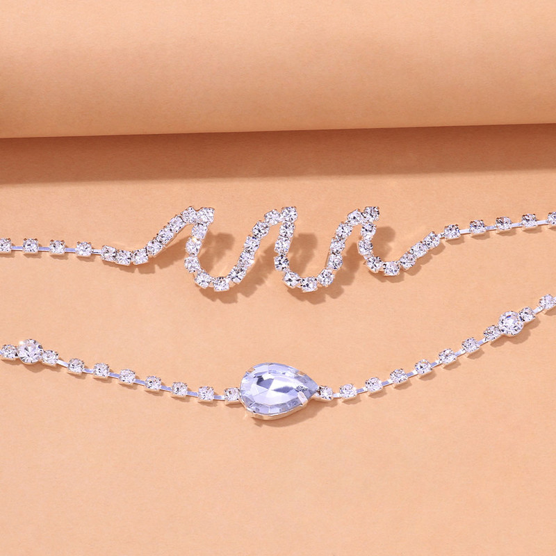 Stonefans Bohemian Ocean Wave gleznă brățară lanț bijuterii pentru femei designer stras dublu strat gleznă picior lanț cadou