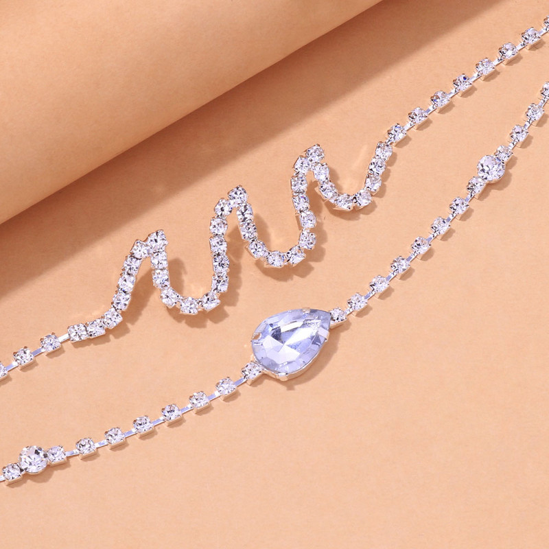 Stonefans Bohemian Ocean Wave gleznă brățară lanț bijuterii pentru femei designer stras dublu strat gleznă picior lanț cadou