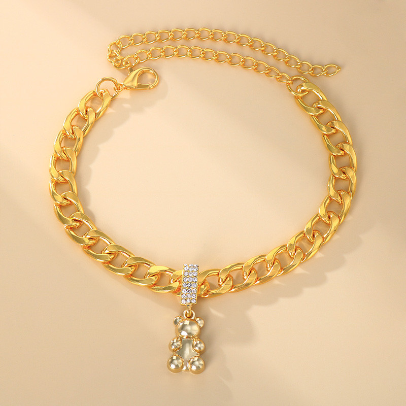 Stonefans femei Beach Foot Jewerly titan oțel gleznă picior lanț metal urs pandantiv gleznă brățară bărbați accesorii de vacanță