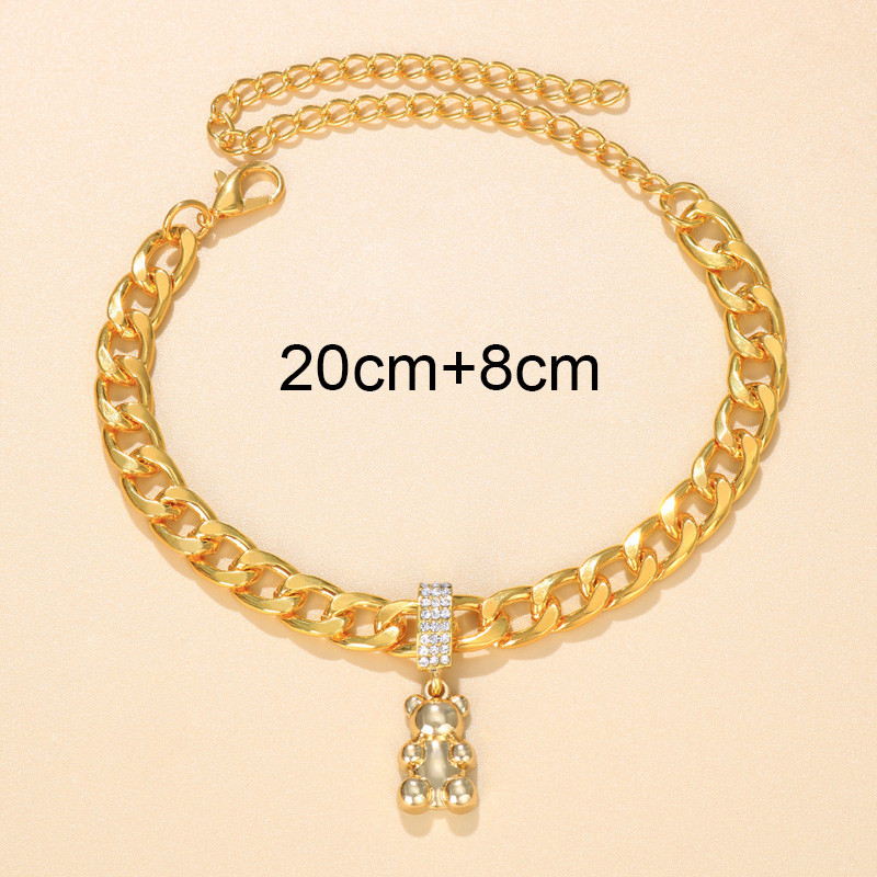 Stonefans femei Beach Foot Jewerly titan oțel gleznă picior lanț metal urs pandantiv gleznă brățară bărbați accesorii de vacanță