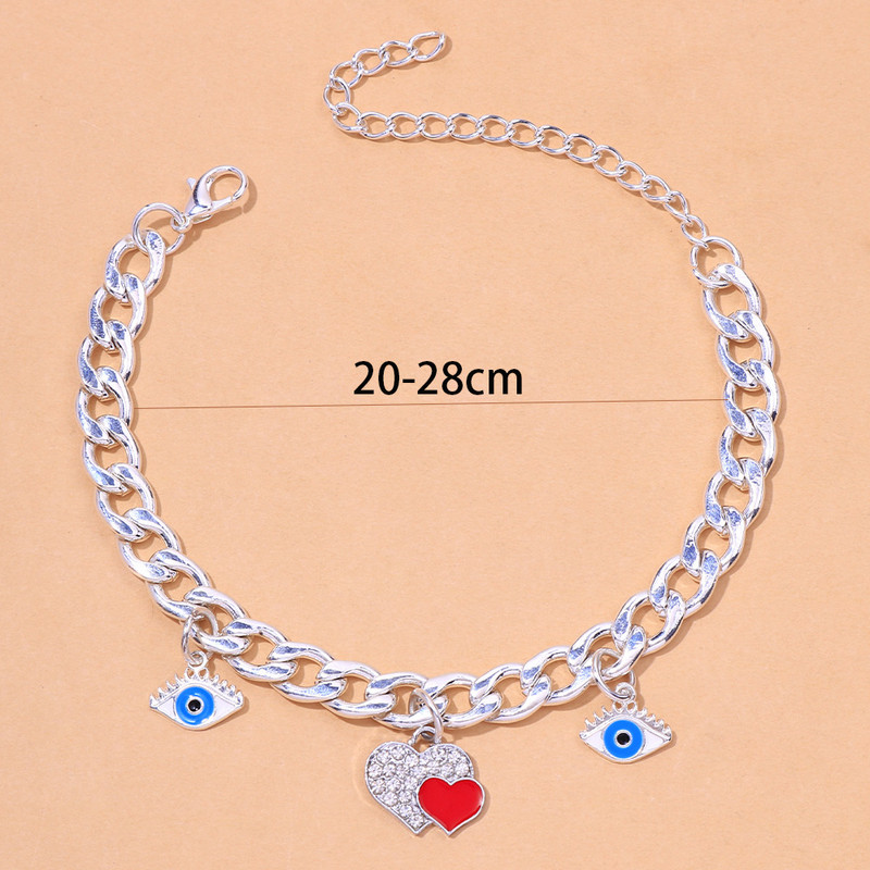 Stonefans Fashion Evil Eye Brățară de gleznă din oțel inoxidabil Accesorii din argint, lanț de inimă pentru picioare, sandale, bijuterii de gleznă pentru femei