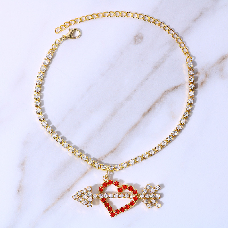 Stonefans Cupidon săgeată inimă pandantiv gleznă brățară pe picior bijuterii lanț de gleznă cu strasuri strălucitoare bijuterii pentru femei